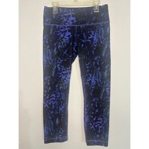 Lululemon‎ Crop Leggings Purple Floral Print Athletic Yoga Pants Size 6